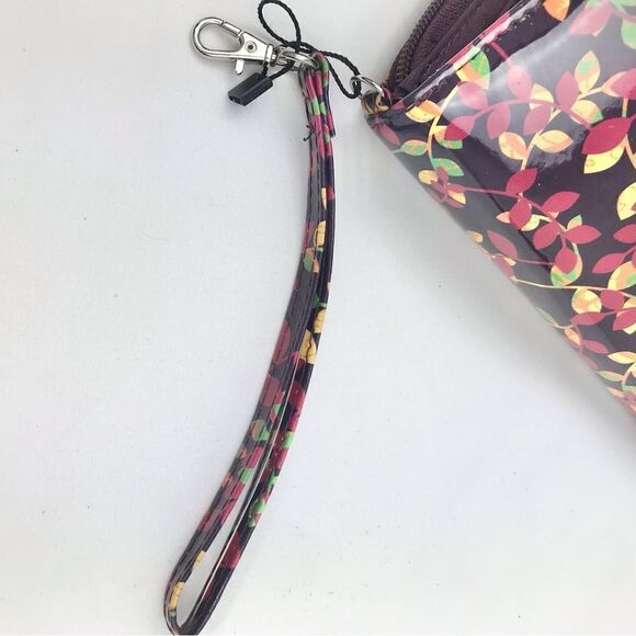 Mundi Burgundy Leaf Pattern Zip Safe Keeper Theft Protect Flap Wristlet Wallet - Picture 16 of 16